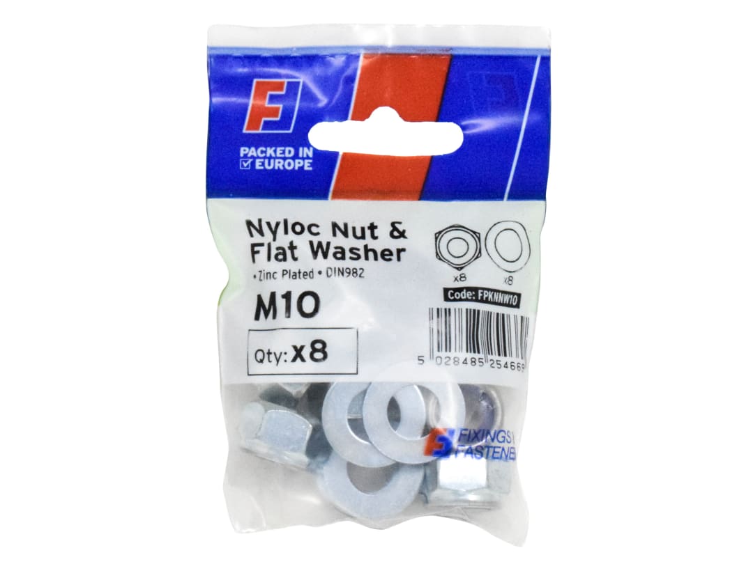 ForgeFix Nyloc Nut & Washer M10 ForgePack 8 FPKNNW10