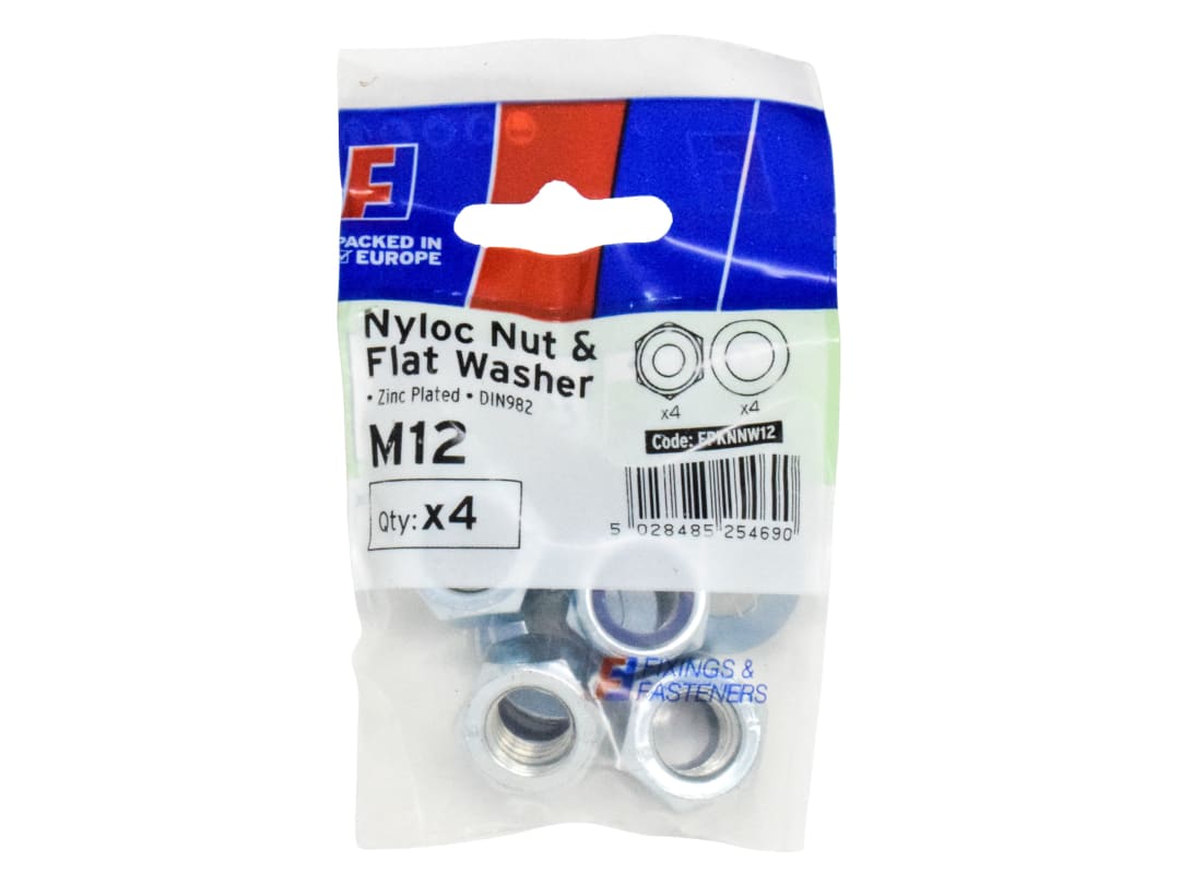 ForgeFix Nyloc Nut & Washer M12 ForgePack 4 FPKNNW12