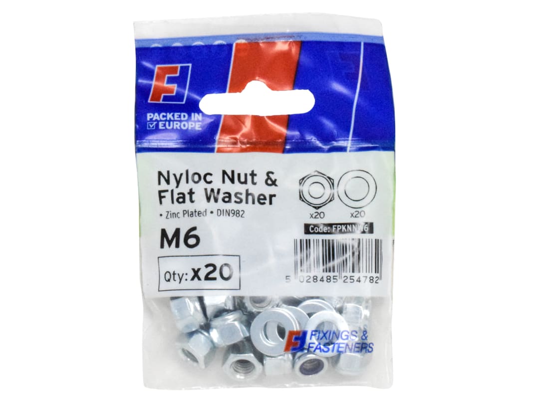 ForgeFix Nyloc Nut & Washer M6 ForgePack 20 FPKNNW6