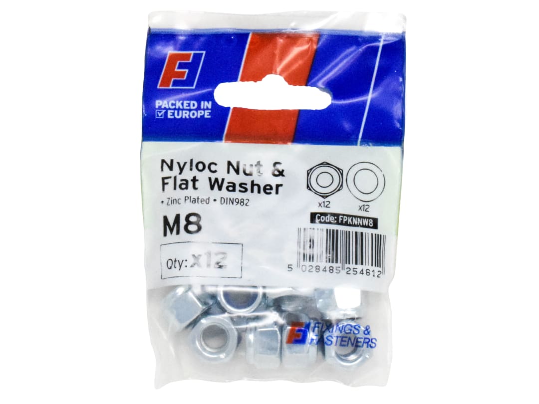 ForgeFix Nyloc Nut & Washer M8 ForgePack 12 FPKNNW8