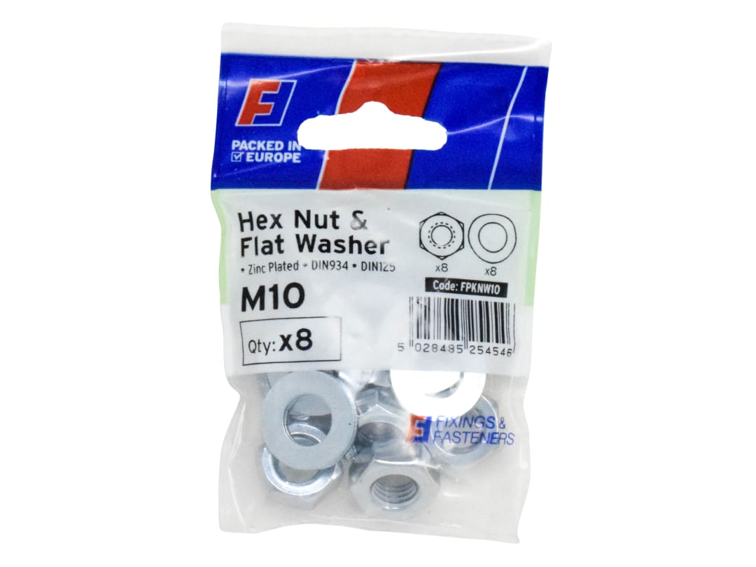 ForgeFix Nut & Washer M10 ForgePack 8 FPKNW10