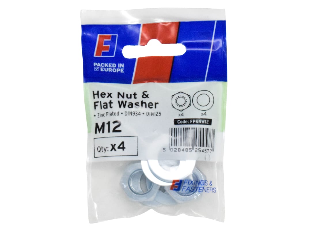 ForgeFix Nut & Washer M12 ForgePack 4 FPKNW12