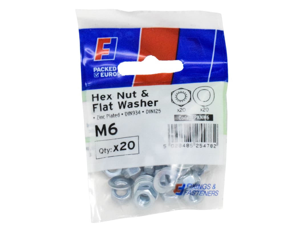 ForgeFix Nut & Washer M6 ForgePack 20 FPKNW6