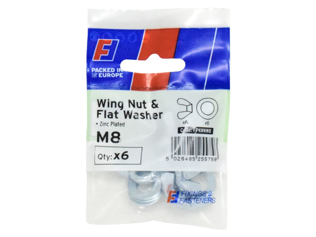ForgeFix Wing Nut & Washer M8 ForgePack 6 FPKWNW8