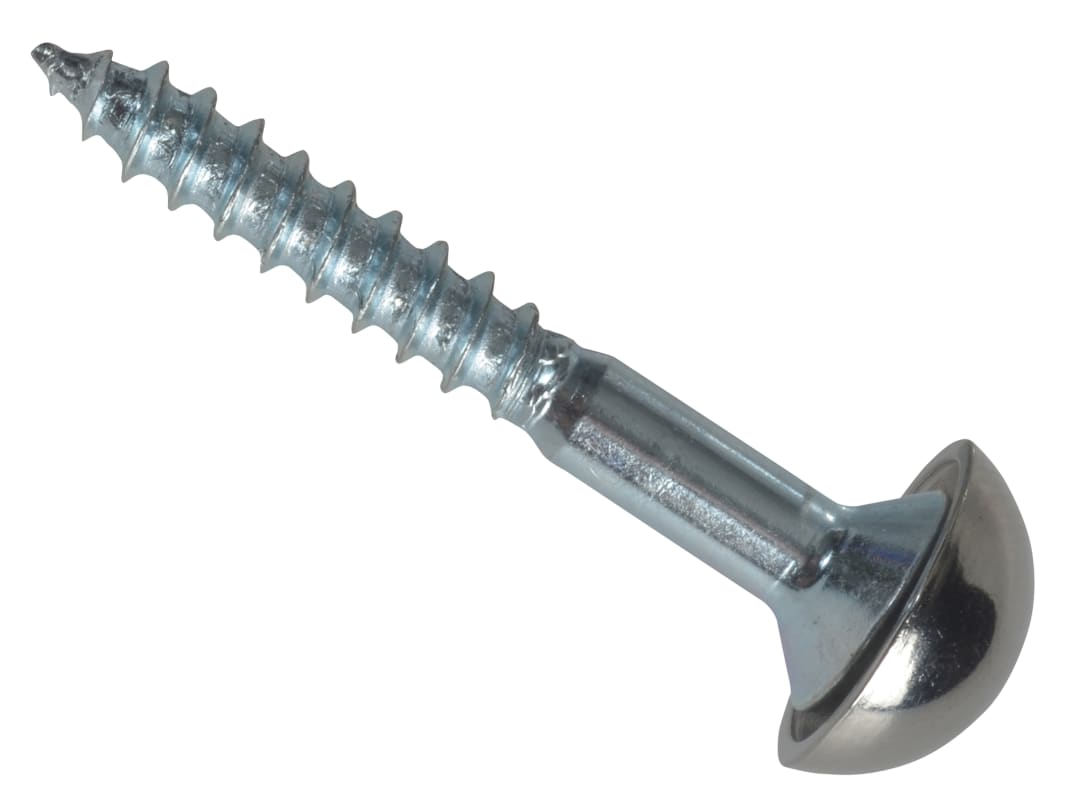 ForgeFix Mirror Screw Chrome Domed Top Slotted ZP 1.1/2in x 8 Forge Pack 8 FPMS1128