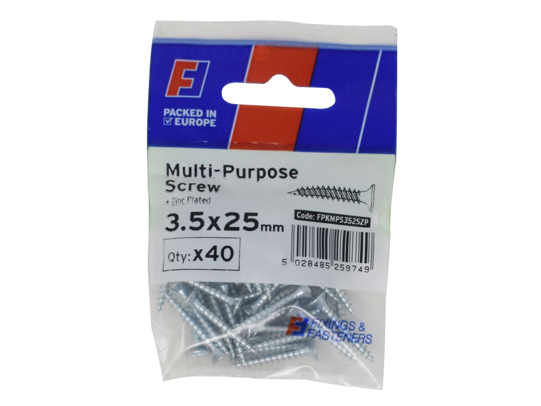 ForgeFix Multi-Purpose Pozi Screw CSK ST ZP 3.5 x 25mm ForgePack 40 FPKMPS3525ZP