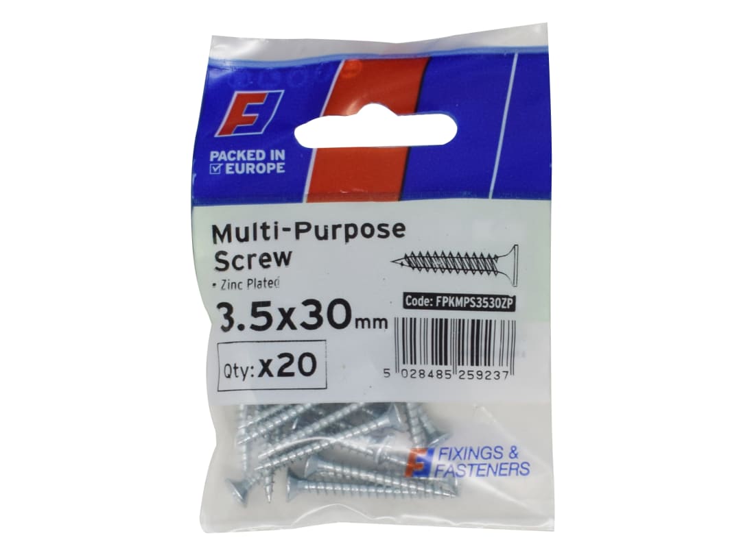ForgeFix Multi-Purpose Pozi Screw CSK ST ZP 3.5 x 30mm ForgePack 20 FPKMPS3530ZP