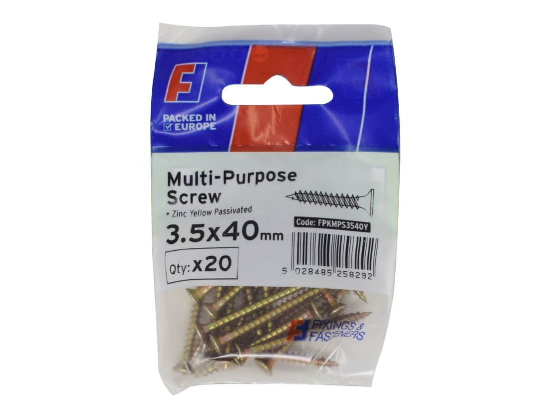 ForgeFix Multi-Purpose Pozi Screw CSK ST ZYP 3.5 x 40mm ForgePack 20 FPKMPS3540Y