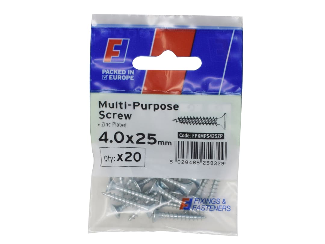 ForgeFix Multi-Purpose Pozi Screw CSK ST ZP 4.0 x 25mm ForgePack 20 FPKMPS425ZP
