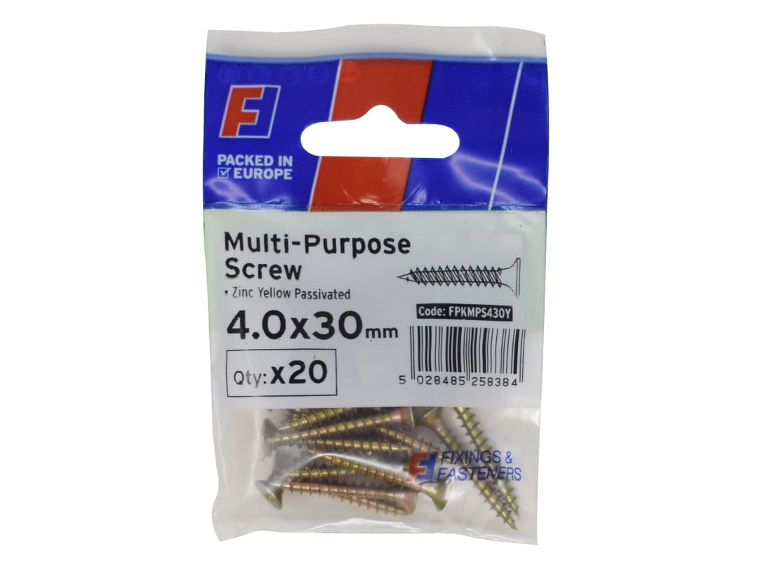 ForgeFix Multi-Purpose Pozi Screw CSK ST ZYP 4.0 x 30mm ForgePack 20 FPKMPS430Y