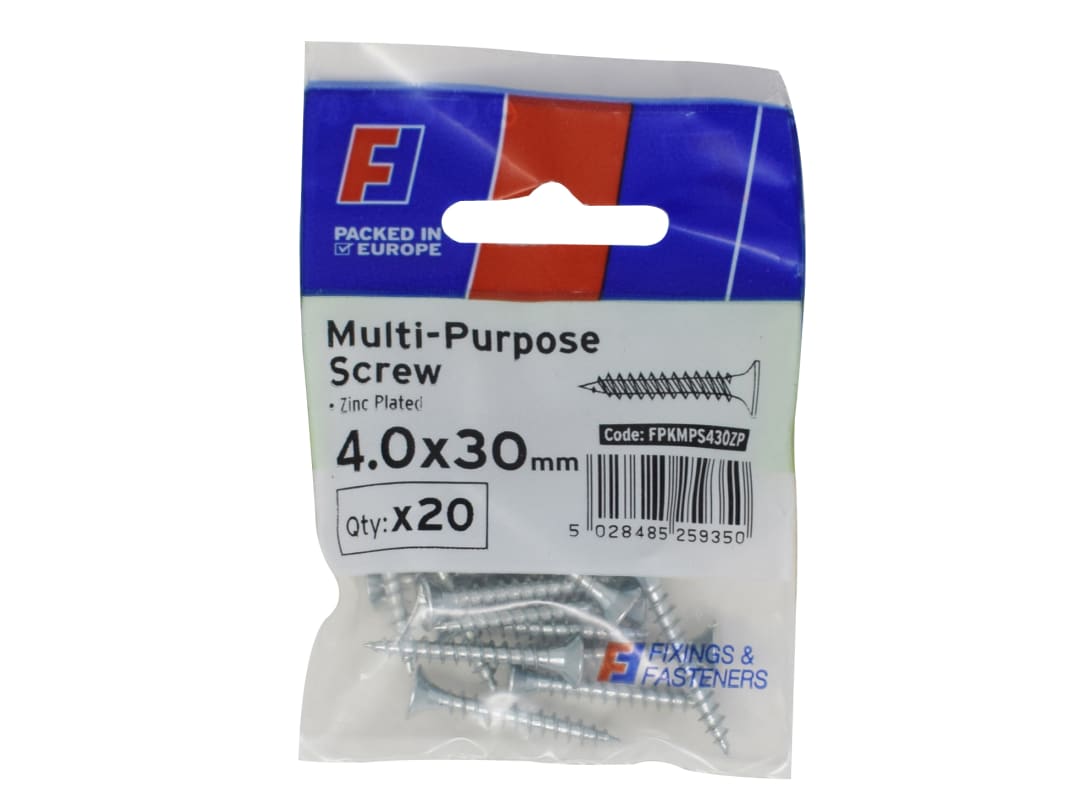 ForgeFix Multi-Purpose Pozi Screw CSK ST ZP 4.0 x 30mm ForgePack 20 FPKMPS430ZP