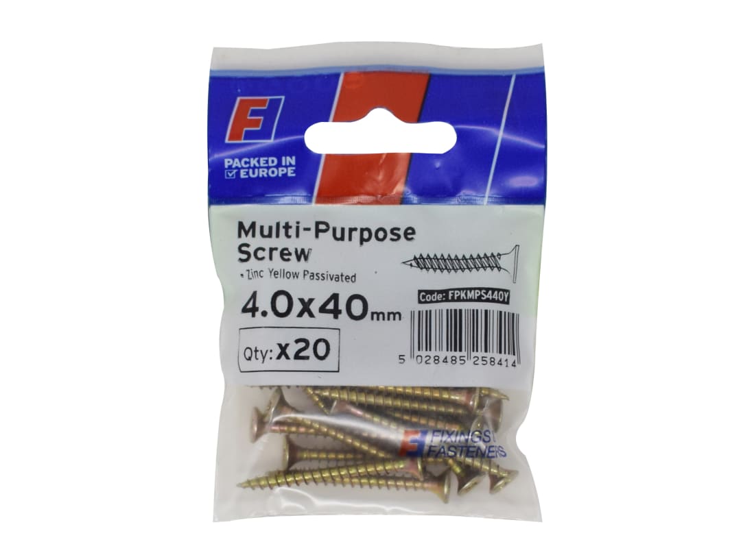ForgeFix Multi-Purpose Pozi Screw CSK ST ZYP 4.0 x 40mm ForgePack 20 FPKMPS440Y