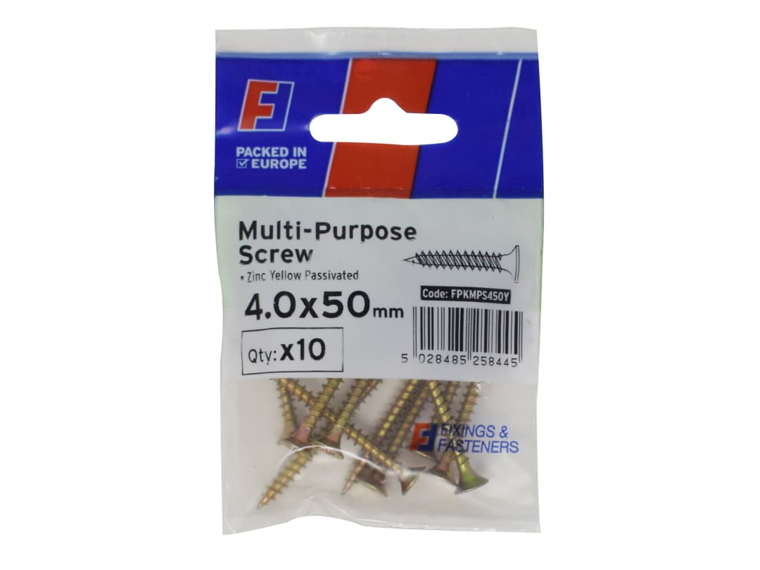 ForgeFix Multi-Purpose Pozi Screw CSK ST ZYP 4.0 x 50mm ForgePack 10 FPKMPS450Y