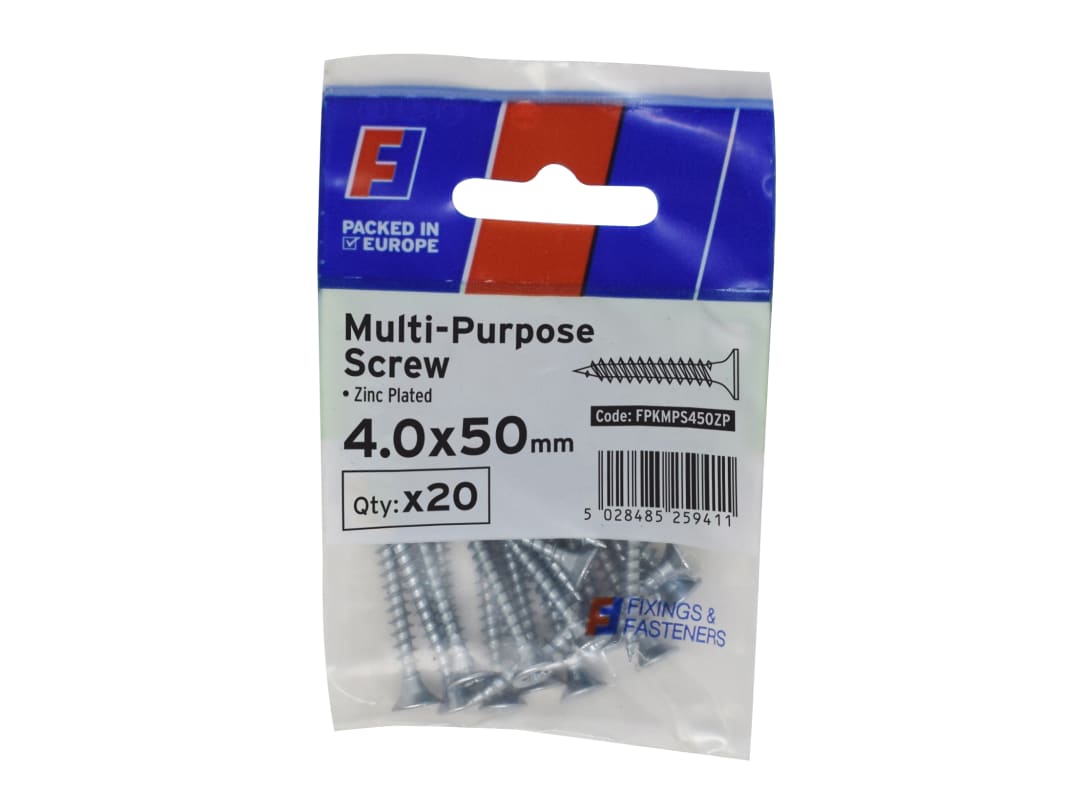 ForgeFix Multi-Purpose Pozi Screw CSK ST ZP 4.0 x 50mm ForgePack 10 FPKMPS450ZP