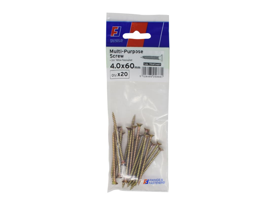 ForgeFix Multi-Purpose Pozi Screw CSK ST ZYP 4.0 x 60mm ForgePack 20 FPKMPS460Y