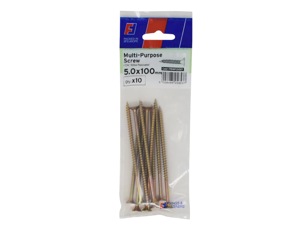 ForgeFix Multi-Purpose Pozi Screw CSK ST ZYP 5.0 x 100mm ForgePack 10 FPKMPS5100Y
