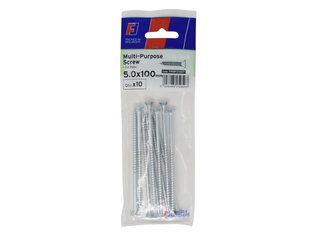 ForgeFix Multi-Purpose Pozi Screw CSK ST ZP 5.0 x 100mm ForgePack 10 FPKMPS5100ZP