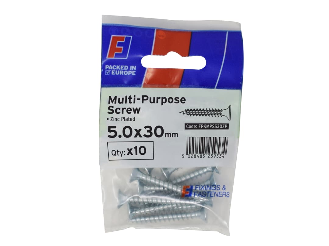 ForgeFix Multi-Purpose Pozi Screw CSK ST ZP 5.0 x 30mm ForgePack 10 FPKMPS530ZP