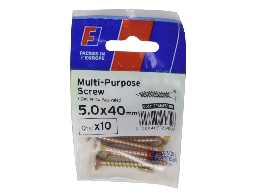 ForgeFix Multi-Purpose Pozi Screw CSK ST ZYP 5.0 x 40mm ForgePack 10 FPKMPS540Y
