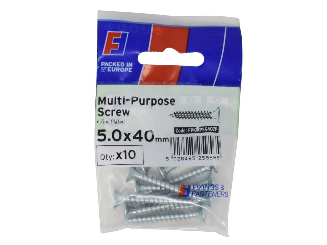ForgeFix Multi-Purpose Pozi Screw CSK ST ZP 5.0 x 40mm ForgePack 10 FPKMPS540ZP