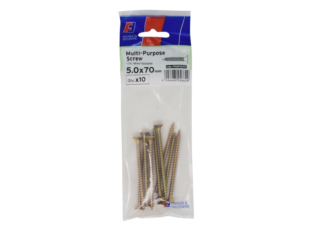 ForgeFix Multi-Purpose Pozi Screw CSK ST ZYP 5.0 x 70mm ForgePack 10 FPKMPS570Y