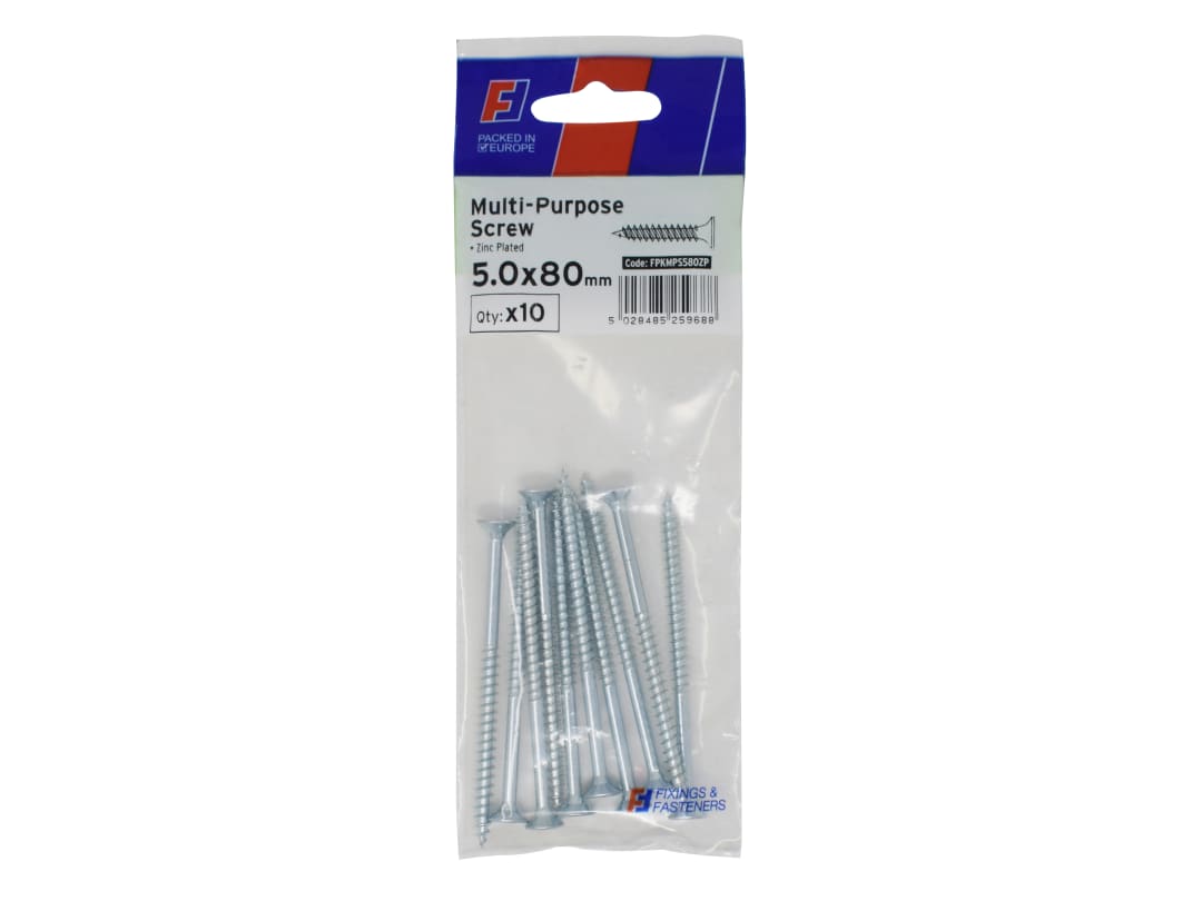 ForgeFix Multi-Purpose Pozi Screw CSK ST ZP 5.0 x 80mm ForgePack 10 FPKMPS580ZP