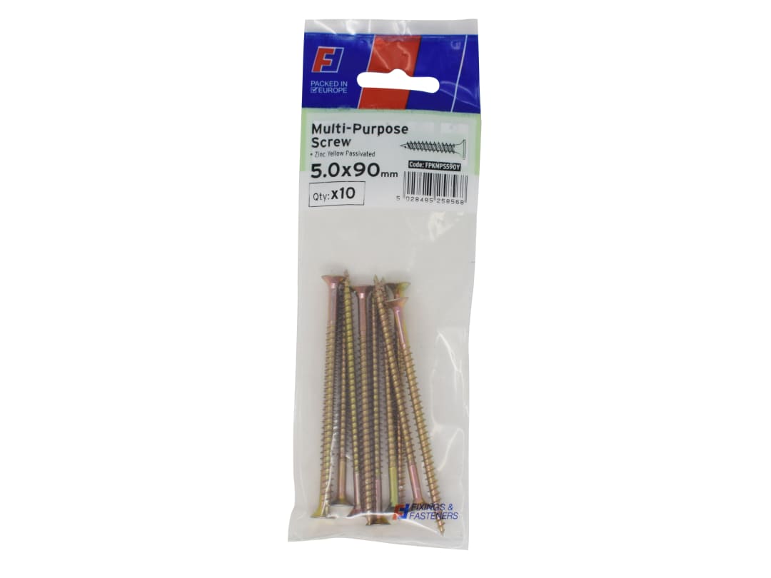 ForgeFix Multi-Purpose Pozi Screw CSK ST ZYP 5.0 x 90mm ForgePack 10 FPKMPS590Y