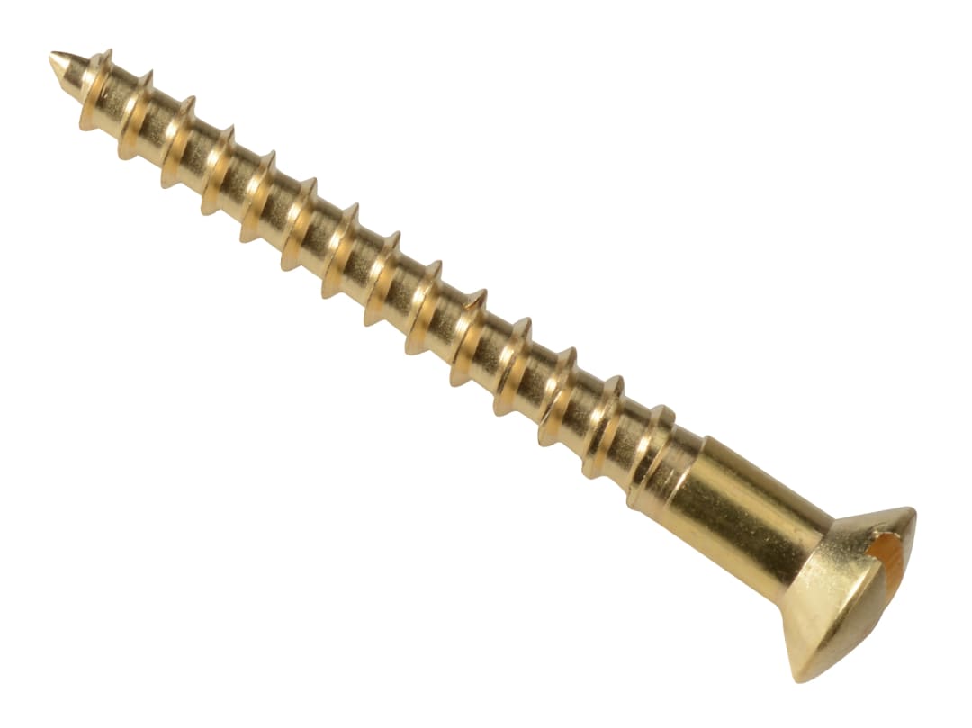 ForgeFix Wood Screw Slotted Raised Head ST Solid Brass 1.1/2 x 8in Forge Pack 10 FPRAH1128BR