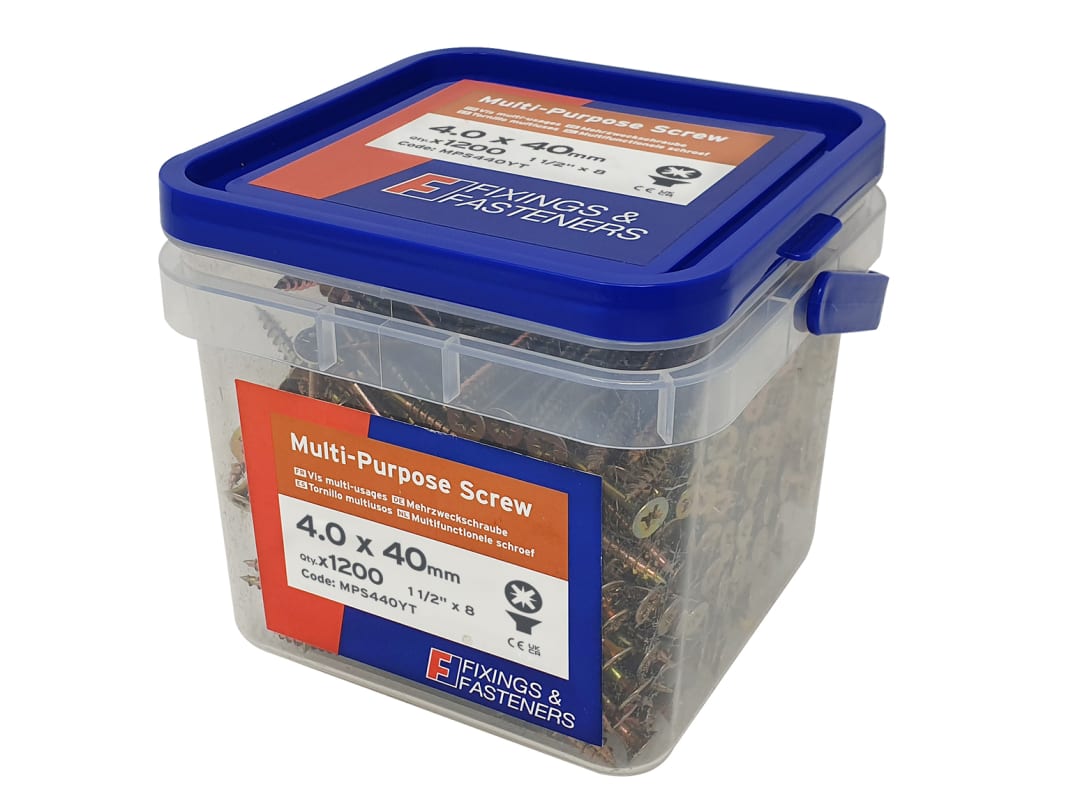 ForgeFix Multi-Purpose Pozi Compatible Screw CSK ST ZYP 4.0 x 40mm Tub 1200 MPS440YT