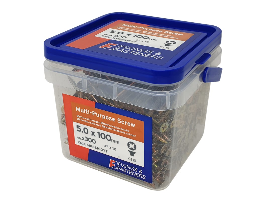 ForgeFix Multi-Purpose Pozi Compatible Screw CSK ST ZYP 5.0 x 100mm Tub 300 MPS5100YT