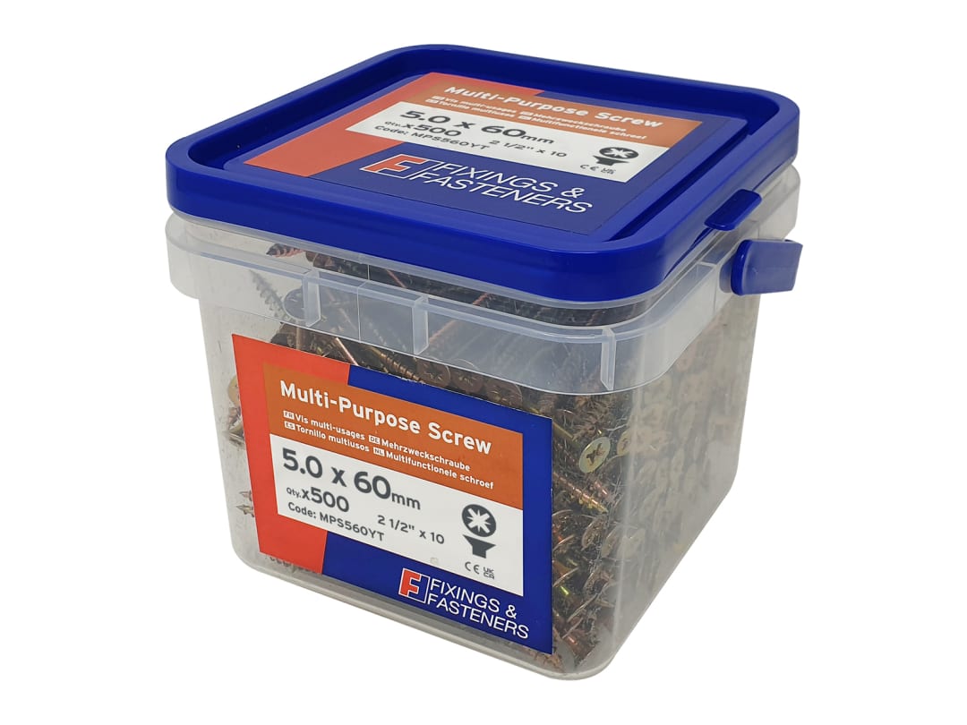 ForgeFix Multi-Purpose Pozi Compatible Screw CSK ST ZYP 5.0 x 60mm Tub 500 MPS560YT