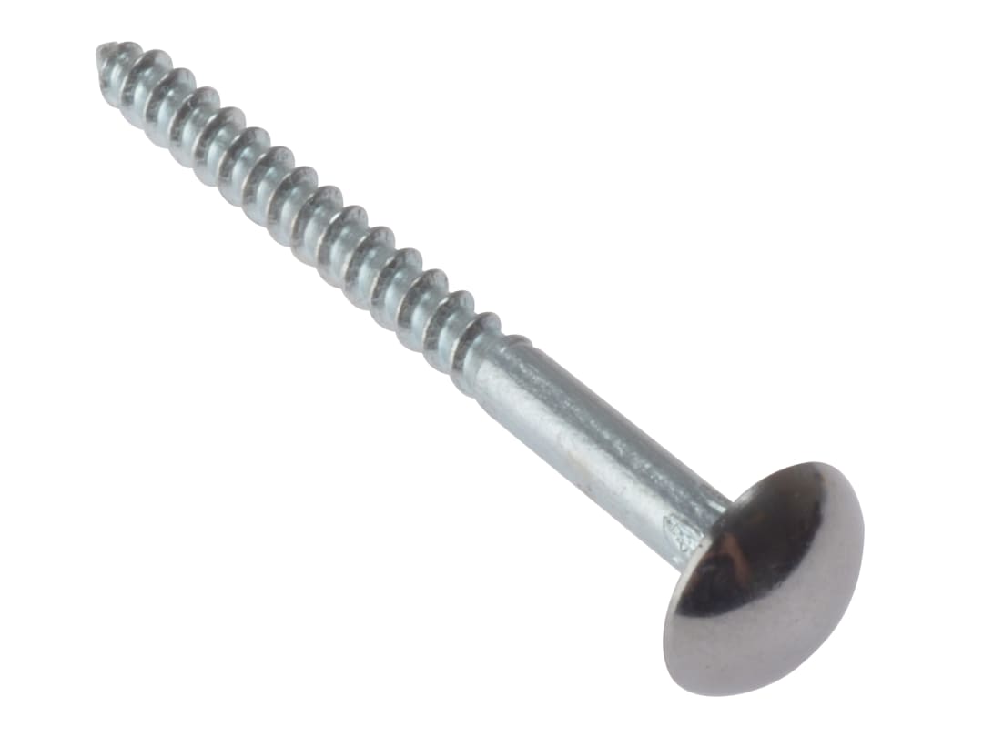 ForgeFix Mirror Screw Chrome Domed Top Slotted CSK ST ZP 1.1/4in x 8 Bag 10 10MS114CP