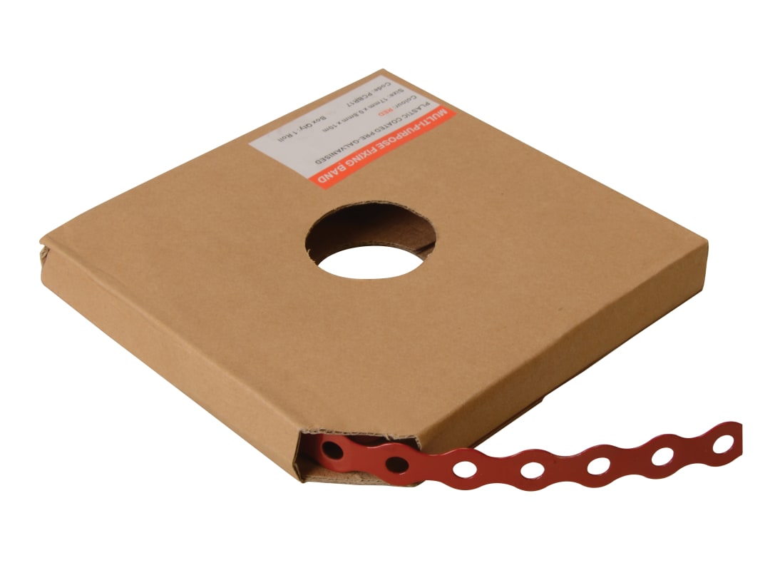 ForgeFix Red Plastic Coated Pre-Galvanised Band 12mm x 0.8 x 10m Box 1 PCBR12