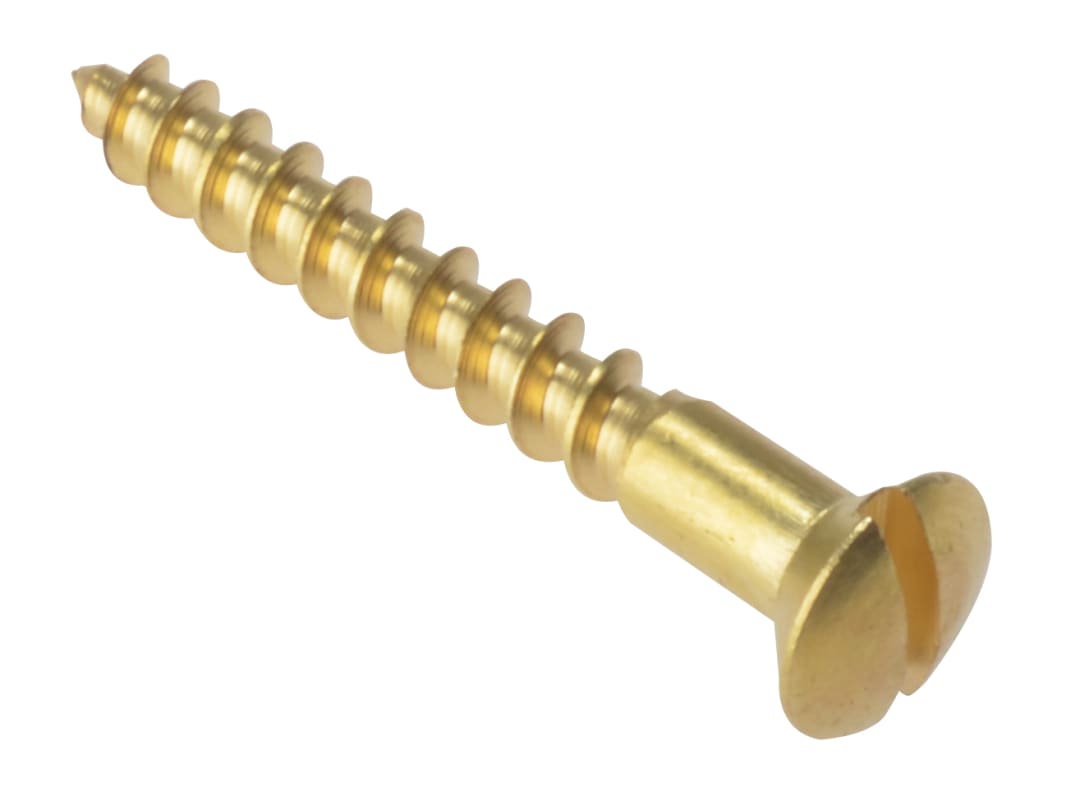 ForgeFix Wood Screw Slotted Raised Head ST Solid Brass 1.1/2in x 8 Box 200 RAH1128BR