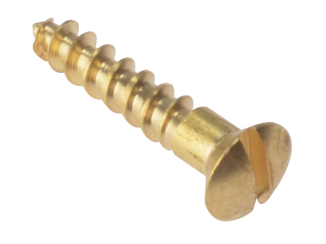 ForgeFix Wood Screw Slotted Raised Head ST Solid Brass 3/4in x 6 Box 200 RAH346BR