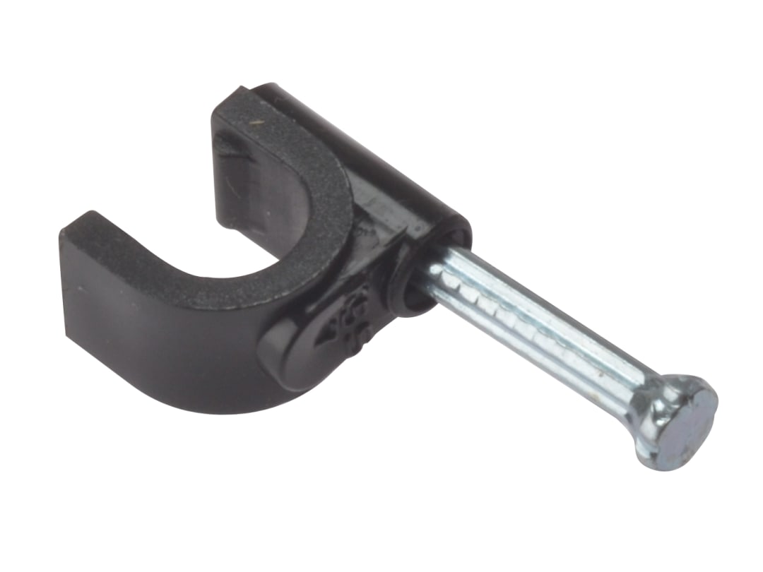 ForgeFix Cable Clip Round Coax Black 6-7mm Box 100 RCC67B
