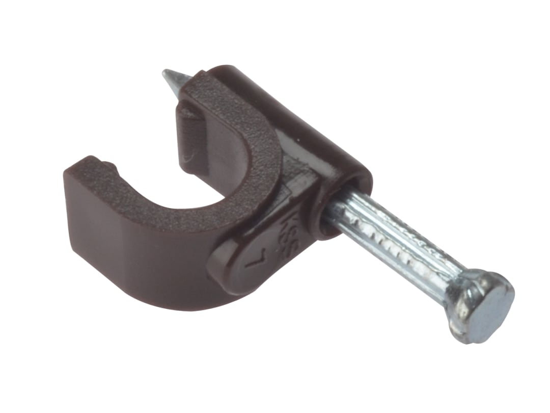 ForgeFix Cable Clip Round Coax Brown 6-7mm Box 100 RCC67BR