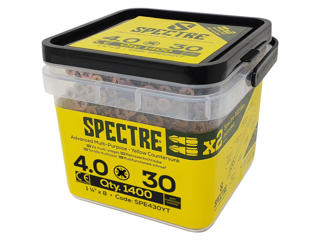 ForgeFix Spectre™ PZ Compatible Wood Screw CSK ZYP 4.0 x 30mm Tub 1400 SPE430YT
