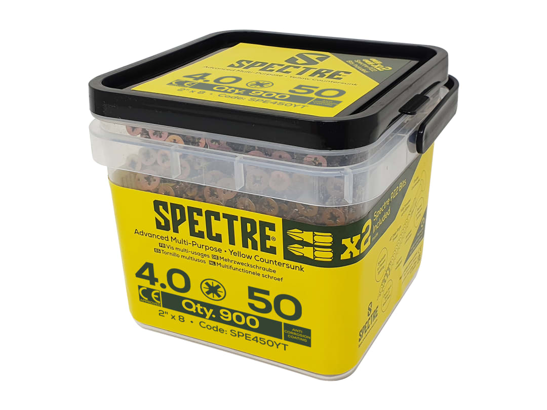 ForgeFix Spectre™ PZ Compatible Wood Screw CSK ZYP 4.0 x 50mm Tub 900 SPE450YT