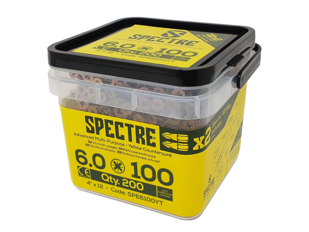 ForgeFix Spectre™ PZ Compatible Wood Screw CSK ZYP 6.0 x 100mm Tub 200 SPE6100YT