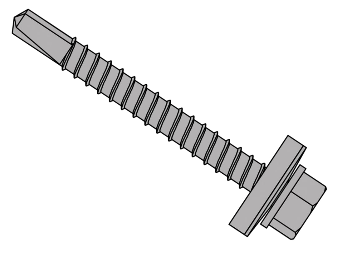 ForgeFix TechFast Roofing Sheet to Steel Hex Screw & Washer No.3 Tip 5.5 x 60mm Box 100 TFHW16SD5560L