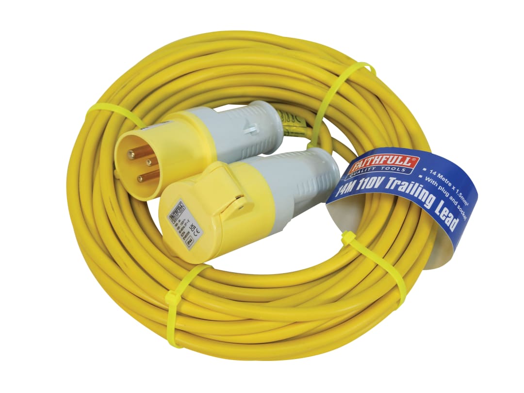 Faithfull Power Plus Trailing Lead 110V 16A 1.5mm Cable 14m GP52+EZ54