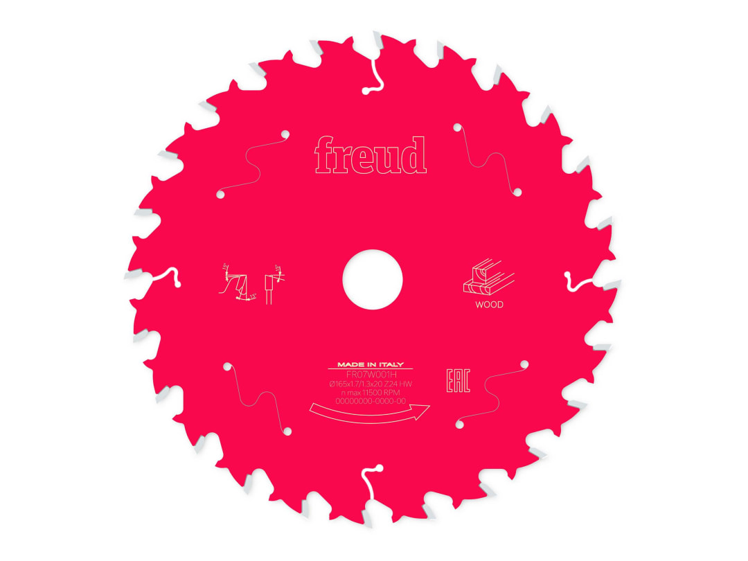Freud Wood Circular Saw Blade 165 x 20 x 1.7/1.3mm x 24T F03FS09686