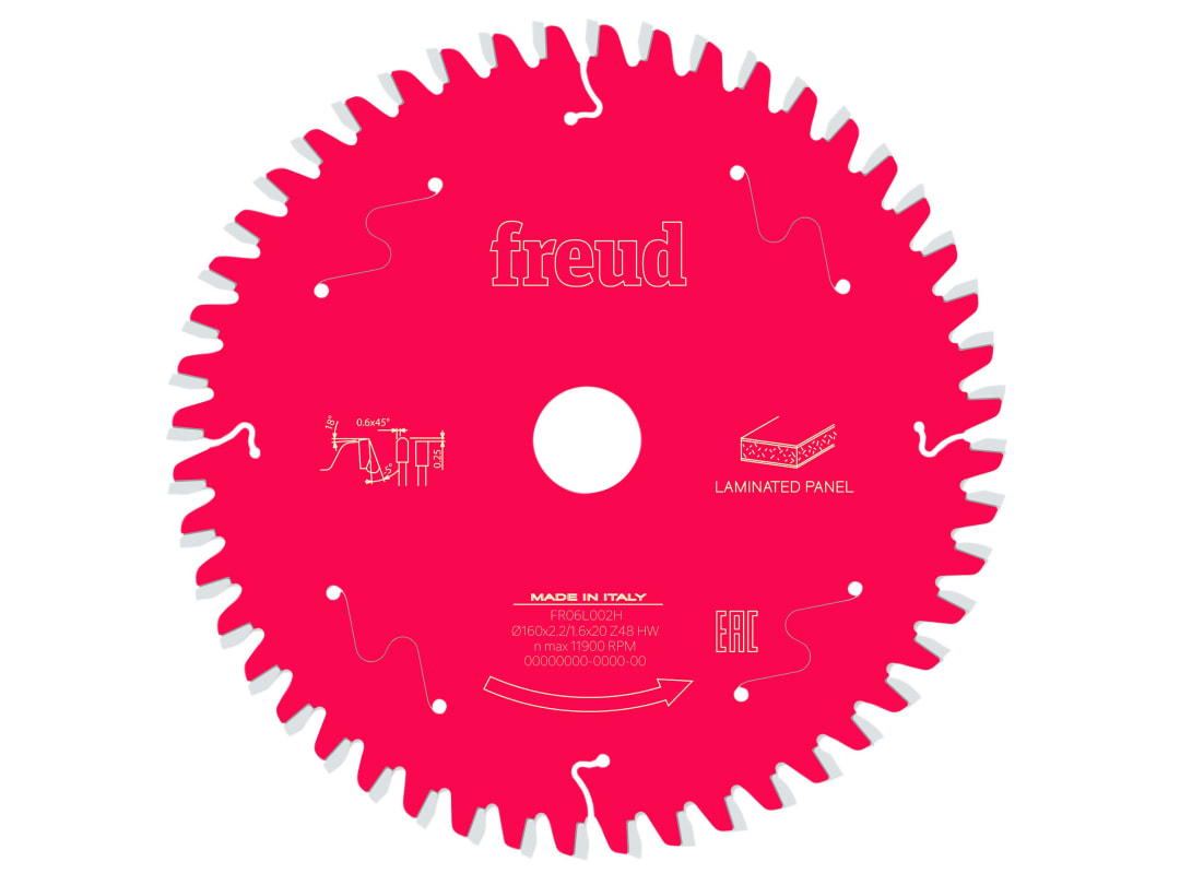 Freud Laminated Panel Circular Saw Blade 160 x 20 x 2.2/1.6mm x 48T F03FS09799