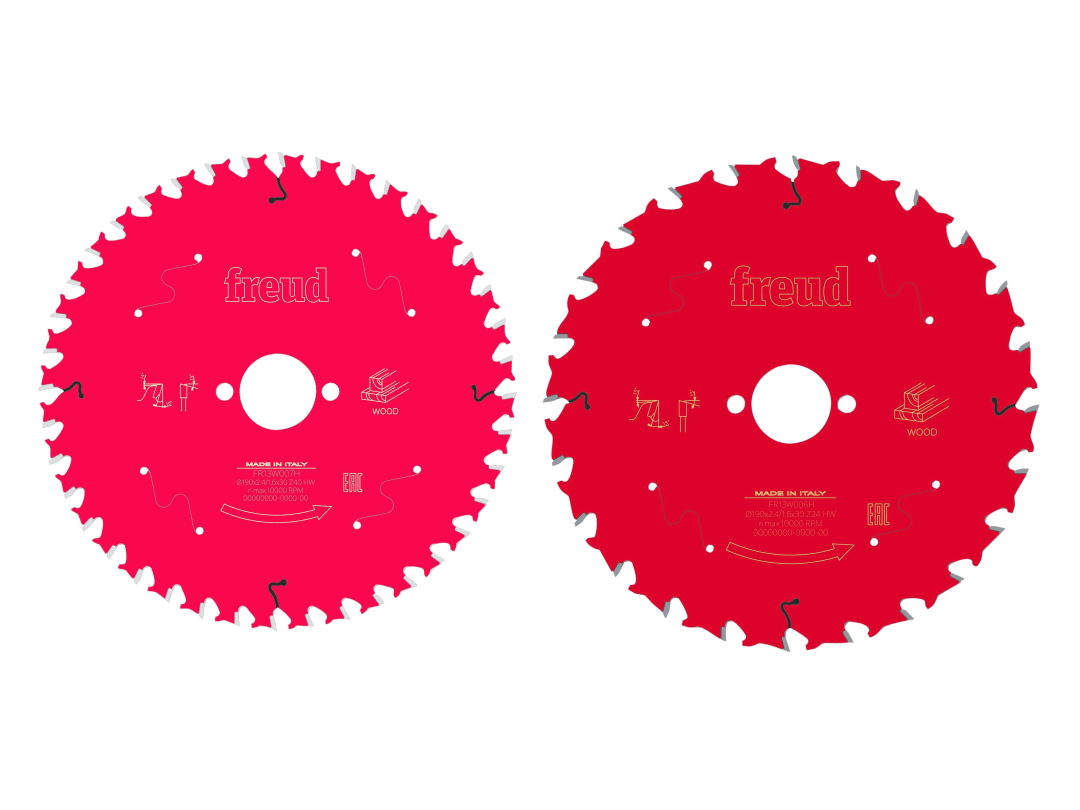 Freud Wood Circular Saw Blade 2 Pack 190 x 30 x 2.4mm x 24T / 40T F03FS09893