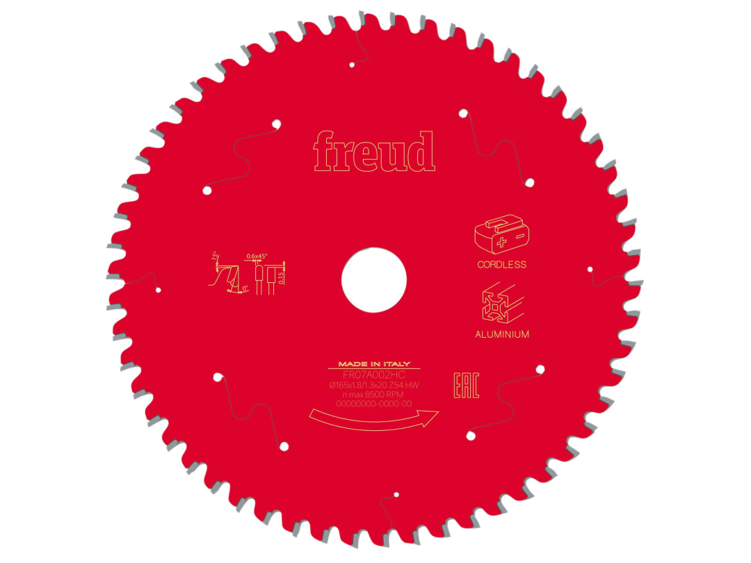 Freud Metal Circular Saw Blade 165 x 20 x 1.8/1.3mm x 54T F03FS10086