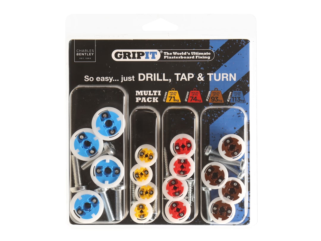 Gripit Plasterboard Fixings Multi Pack,16 Piece, Clam Pack GPMULTIPK