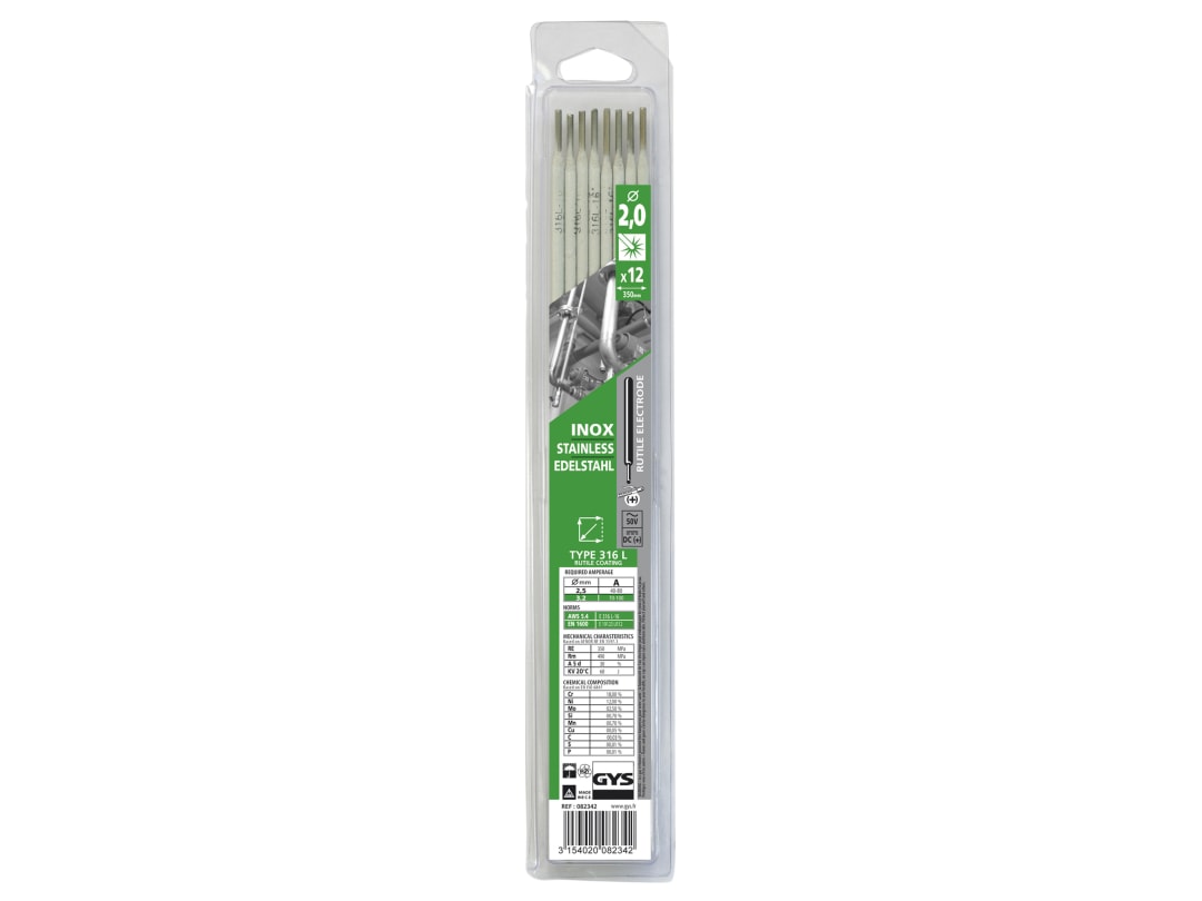 GYS WELDING Stainless Steel Electrodes 316L 2.0mm (Pack 12) 082359