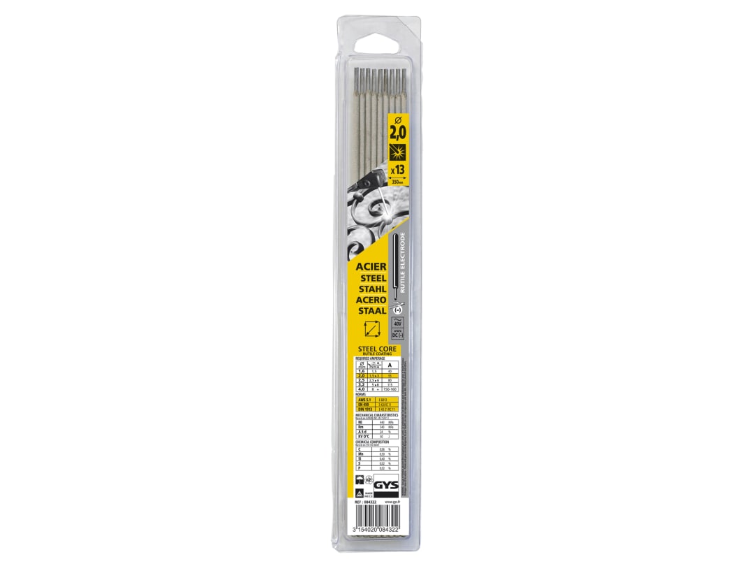 GYS WELDING Rutile Electrodes Steel 2.0mm (Pack 13) 084322