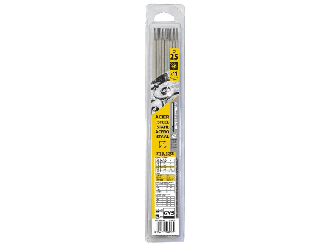 GYS WELDING Rutile Electrodes Steel 2.5mm (Pack 11) 084339